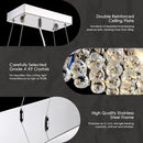 Siljoy Modern Rectangular Crystal Chandeliers 8 Lights Rectangle Raindrop Pendant Ceiling Light Fixture for Kitchen Island Dining Room, Adjustable Height, Polished Chrome Finish, L40 x W10 x H10 by CozyNest Decor