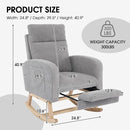 NIOIIKIT Nursery Rocking Chair, Corduroy Upholstered Rocking Chair with Adjustable Footrest, Tufted Rocker Chair with Side Pocket, Glider Rocker for Living Room, Bedroom (Gray Modern) by TinyTreasures Baby Boutique