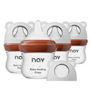 Natural Glass Baby Bottle for Breastfeeding Babies, 3oz Newborn Anti-Colic Baby Bottle with Slow Flow Nipples (SS), Clear, Wide Neck, 4 Pack, 0 Months+ by TinyTreasures Baby Boutique