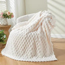 NEWCOSPLAY Super Soft Twin Blanket Ivory Premium Silky Flannel Fleece 3D Clouds Stylish Jacquard Lightweight Bed Blanket All Season Use 350GSM (Ivory, Twin(60"x80")) by CozyNest Decor