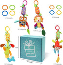 Bloobloomax Baby Soft Hanging Rattle, Car Seat Stroller Toys with Plush Animal C-Clip Ring for Infant Babies Boys and Girls 3 6 9 to 12 Months (12PCS-A) by TinyTreasures Baby Boutique
