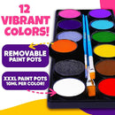 Blue Squid Face Painting Kit for Kids – Complete Face Paint Kit Palette, Stencils, 12 Colors - Safe for Sensitive Skin, Non Toxic Face Painting Kit Professional - Kids Party & Halloween Makeup Kit by TinyTreasures Baby Boutique
