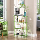 Clear Bookshelf, Acrylic Bookcase with Open Book Shelf Console Table for Entryway Office (4 Tier Green) by CozyNest Decor