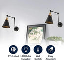 JONATHAN Y JYL7462A-SET2 Rover 7" Farmhouse Industrial Adjustable Arm Metal LED Wall Sconce Rustic Bohemian 2700K 4W Bulb for Entryway Lobby Kitchen Bathroom Bedroom Hallway, Black (Set of 2) by CozyNest Decor