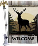 Welcome Deer House Flag Eagle Set Animals Wildlife Outdoor Bear Wolf Pet Nature Farm Animal Creature Small Decorative Gift Yard Banner Made In USA 28 X 40 by GreenHaven Gardens
