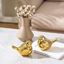 Set of 2 Small Birds Statues Gold Home Decor Modern Boho Style Figurine Decorative Ornaments for Living Room, Bedroom, Office Desktop, Cabinets, Shelf by CozyNest Decor