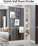 Wall Room Divider, Storage Cabinet Storage Display with Shelves, Modern Freestanding Wood Room Divider Screen, Wall Privacy Screens for Home Decorative (Beige+Black,55" L x 9.5" W x 79.5" H) by CozyNest Decor