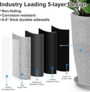 Tall Flower Pot Indoor - Outdoor Plant Pot - Gray Rough Planter - Elegant Stone Imitation - 12" Diameter 21" Tall with Drainage Holes and Saucer by CozyNest Decor