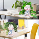 Head Planter with Drainage Hole, Resin Art Vase, Cute Lady Hugging Cat Succulent Flower Pots, Unique for Indoor Outdoor Decor, 7.28in by GreenHaven Gardens