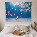 Japanese Koi Fish Tapestry, Cherry Blossoms Asian Oriental Blue Floral Branch Koi Fish Carp Tapestries Wall Hanging for Bedroom Living Room Office Decor 40"x30" by CozyNest Decor