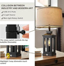 23.75" Retro Farmhouse Black Table Lamp for Living Room Bedroom Nightstand Set of 2 Touch Control Bedside Nightlight Vintage Modern Lamp with USB C+A Ports and 2 Light Sources by CozyNest Decor