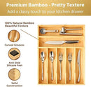Umilife Bamboo Kitchen Drawer Organizer, 13 Inch Silverware Utensil Tray Holder, Extra Deep Grooved Drawer Divider, 7 Slots Total Bamboo Wood Caddy for Flatware Cutlery Knives, Forks, Spoons by CozyNest Decor