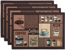 Coffee Theme Placemats Set of 4 Farmhouse Style Brown Linen Fabric Table Mat 12x18 Inch Washable Heat Resistant Non-Slip Place Mats for Home Party Kitchen Dining Decor by CozyNest Decor