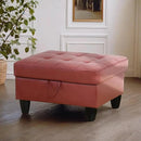 Ottoman Rectangular Storage Ottoman Bench, Faux Leather Footrest, Coffee Table, Stool Footstool with Hinged Lid for Living Room, Bedroom, Entryway, Red, 35"x23.5"x17.5" by CozyNest Decor