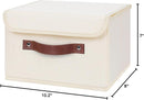 ANMINY 4PCS Storage Bins with Lid PU Leather Handles Storage Boxes PP Plastic Board Decorative Foldable Lidded Cotton Linen Fabric Home Cubes Baskets Closet Organizer Containers - Beige, Small Size by TinyTreasures Baby Boutique