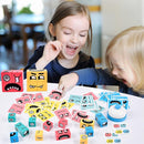 Wooden Face Changing Magic Cube Building Blocks Game Matching Expression Puzzle Toy Board Games for Family Night, Match Puzzles Geometric Educational Toys for Kids and Adults by TinyTreasures Baby Boutique