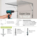 Smartsome | Wall Mounted | Clothes Drying Rack | 30" Wide | 20 Linear Feet Capacity | 8 Smooth Round Stainless Steel Rods | 60 lb Capacity | Fully Assembled | Compact Sturdy Space-Saving Design by CozyNest Decor