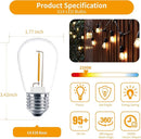 Meconard 24 Pack LED S14 Replacement Light Bulbs, Shatterproof Outdoor 1 Watt to Replace 11Watts String Incandescent Bulb, E26 Regular Medium Screw Base, 2200K Warm White, Non-Dimmable by GreenHaven Gardens