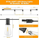 GLUROO Outdoor String Lights 180FT, 90+6Pcs Vintage Bulbs Shatterproof 2700K LED Patio String Lights Waterproof, Connectable Edison Style Lights, Hanging Lights for Backyard, Bistro by GreenHaven Gardens