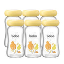 YOHKOH Breast Milk Storage Bottles - Wide Neck Glass Breastmilk Storage Bottles with Lids, BPA-Free (Yellow, 5.4oz (Pack of 6)) by TinyTreasures Baby Boutique
