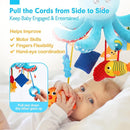 hahaland Baby Toys 0-6 Months - Car Seat Toys Octopus Toy with Pulling Cords, Squeaky, Crinkle, Rattle, Mirror, Montessori Newborn Sensory 4 Month Babies Gift Stroller Carseat Hanging Toy for Baby Gym by TinyTreasures Baby Boutique