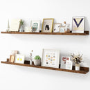 Picture Ledge Shelf, Wood Long Floating Shelves for Wall, Set of 2, 48 inch Picture Ledge Shelves, Photo Ledge Nursery Book Shelves Wall Mounted for Living Room Kids' Room Bedroom, Color Brown by TinyTreasures Baby Boutique