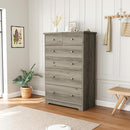 VINGLI Tall Dresser, Rustic Grey Dresser 6 Drawer Chest of Drawers, Wood Gray Dressers for Bedroom, Hallway, Home Office, 31.5" W x 15.75" D x 47.64" H by TinyTreasures Baby Boutique
