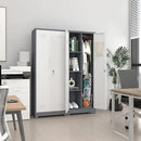Locking Cabinet,Metal Storage Cabinet with Doors and Shelves,Broom Closet Storage Cabinets for Bedroom,Home Office,Grey-White by CozyNest Decor