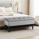 Ottoman with Storage Velvet Storage Bench Holds Up to 500 lbs Ottomans Upholstered Bench with Seating for Bedroom, Living Room, Grey by CozyNest Decor