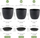 Plant Pots 10/9/8 inch, Set of 3 Modern Decorative Plastic Planters with Drainage Holes and Saucers for Garden House Plants, Flower Pots for Indoor Outdoor Plants, Speckled Black by GreenHaven Gardens