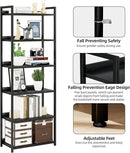 NUMENN Bookshelf, 6 Tier Bookshelves, Home Office Bookcase Shelf Storage Organizer, Free Standing Storage Shelving Unit for Bedroom, Living Room and Home Office, Black by CozyNest Decor
