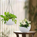 10 inch Hanging Planters for Indoor Outdoor Plants, 2 Pack Hanging Flower Pots with Drainage Holes and Chain for Garden Balcony Porch, Round Plastic Hanging Baskets for House Plants, White by CozyNest Decor
