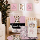 Personalized Nursery Crib Bedding Set: Custom Name Pink 5 Piece Baby Crib Sets with Leopard Design - Toddler Double Layer Blanket Set, Comfortable Crib Bed Sheets for Baby Grils by TinyTreasures Baby Boutique