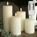 LUSHABOR Flameless Candles, 4 Pack Battery Operated Candles with Remote, Real Wax LED Fake Candles with Timer Flickering for Christmas Wedding Home Party D3 H 5" 6" 7" 9" Ivory by CozyNest Decor