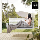 Heavy Duty Poly Lumber HDPE Porch Swing with Mounting Kit and Accessories Outdoor Hanging Chair with Cup Holders Swinging Bench for Patios, Backyard Poly Wooden Seating, Sturdy Steel Chains by GreenHaven Gardens