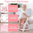 Potty Training Seat: 2 in 1 Design Potty Seat for Toilet & Nursery Step Stool for Sink Potty Training Toilet with Height Adjustable Ladder for Kids of All Ages (Light Pink) by TinyTreasures Baby Boutique