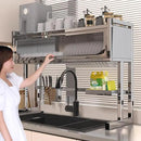 Home Furnishing Dish Rack Over Sink Stainless Steel Over The Sink Dish Drainer Drying Rack Space Kitchen Sink Rack Multifunctional countertop Dish Storage Rack Sink(Metallic,85cm/33.5in) by CozyNest Decor