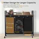 Laundry Hamper, Laundry Basket, Laundry Sorter with 3 Removable Bags, Clothes Basket with 3 Compartments, Wheels, Shelf for Laundry Room Bathroom Bedroom (3 Bags-Black) by CozyNest Decor