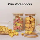 YUNCANG Glass Food Storage Jars 37oz [Set of 6],Clear Glass Food Storage Containers with Airtight Bamboo Lid Stackable Kitchen Canisters for Candy,Cookie,Rice,Sugar,Flour,Pasta by CozyNest Decor