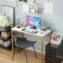 PayLessHere | 39 Inch Computer Desk | White Gold | Office Desk with Metal Frame, Adjustable Feet | Water-Resistant, Scratchproof Surface | Sturdy Writing Table for Home Office or Study | Pack of 1 by CozyNest Decor