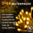 KNONEW 600ft 1500 LED Christmas String Lights Outdoor 8 Lighting Modes & Timer Dimmable Fairy Light Plug in Waterproof for Xmas Roof Yard Tree Wedding Party Holiday Decorations (Warm White) by GreenHaven Gardens