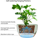 2 Pack Hanging Planters for Indoor Outdoor Plants, 12 Inch Self Watering Hanging Pot with Drainage Holes and Saucer, Plastic Plant Pots, Green Brown Flower Pots for Kitchen, Balcony, Garden by CozyNest Decor