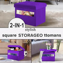 LINMAGCO Storage Ottoman Folding Foot Stool Foot Rest with Side Pocket Modern Ottoman with Storage Short Sofa Stool Velvet 17x13x13(Purple) by CozyNest Decor