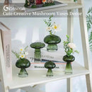 Glasseam Mushroom Plant Propagation Stations: Green Glass Terrarium Jar Set of 5 Cute Planters for Indoor Plants Mini Propagate Station Unique Christmas Birthday Gifts for Women Home Office Decor by GreenHaven Gardens