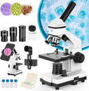 Microscope for Adults and Kids - 40X-2000X Monocular Microscopes with Slides Set, Dual Led Light, Phone Adapter, Professional Biological Optical Microscopes for Students School Home Education by TinyTreasures Baby Boutique