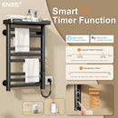 ENZE Heated Towel Rack with Shelf and Wi-Fi App Control, 8 Bars Electric Wall Mounted Towel Warmer with Timer & Adjustable Temperature, Low Carbon Steel, Plug-in/Hardwired, Matte Black by TinyTreasures Baby Boutique