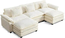 URRED Modular Sectional Sofa Comfy Cloud Couch, Modern Chenille Sofa Sleeper Deep Seat Couches with Ottoman/Pillows for Living Room (White, 117'' - U Shape) by CozyNest Decor