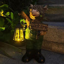 Solar Garden Decor Statues: Handmade Resin Statue with LED Light,Highland Cow Figurine Outdoor Garden Decor Unique Gifts for Women, Mom, Grandma (Green cow1) by CozyNest Decor