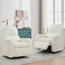 Swivel Rocker Recliner, Oversized Boucle Glider Recliner Nursery, Manual Swivel Rocking Reclining Chairs with Removable Cushion and Lumbar Support for Nursery Living Room Bedroom, Teddy White by TinyTreasures Baby Boutique