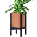 D'vine Dev Terracotta Planter with Ebony Stand - 10 Inch Modern Round Flower Pot with Wood Planter Holder, Terracotta, 55-B-L-5 by CozyNest Decor